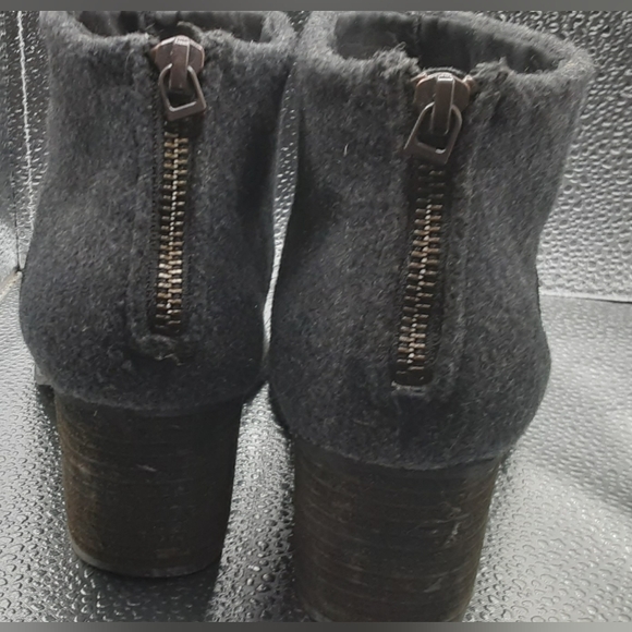 Tom black suede felted wool zip ankle boots 7.5 - Picture 7 of 8